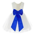 thumbnail image 1 of Ekidsbridal Girl Communion Flower Girl Dress - Knee Length Backless Ivory Lace Dress with Tiebow 206T-A (Size: S-10), 1 of 3