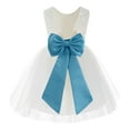 thumbnail image 1 of Ekidsbridal Girl Communion Flower Girl Dress - Knee Length Backless Ivory Lace Dress with Tiebow 206T-A (Size: S-10), 1 of 3