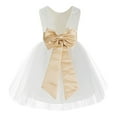 thumbnail image 1 of Ekidsbridal Girl Communion Flower Girl Dress - Knee Length Backless Ivory Lace Dress with Tiebow 206T-A (Size: S-10), 1 of 3