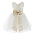 thumbnail image 1 of Ekidsbridal Girl Communion Flower Girl Dress - Knee Length Backless Ivory Lace Dress with Tiebow 206T-A (Size: S-10), 1 of 3