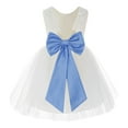 thumbnail image 1 of Ekidsbridal Girl Communion Flower Girl Dress - Knee Length Backless Ivory Lace Dress with Tiebow 206T-A (Size: S-10), 1 of 3