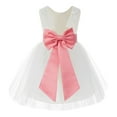thumbnail image 1 of Ekidsbridal Girl Communion Flower Girl Dress - Knee Length Backless Ivory Lace Dress with Tiebow 206T-A (Size: S-10), 1 of 3