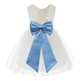 thumbnail image 1 of Ekidsbridal Girl Communion Flower Girl Dress - Knee Length Backless Ivory Lace Dress with Tiebow 206T-A (Size: S-10), 1 of 2