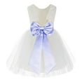 thumbnail image 1 of Ekidsbridal Girl Communion Flower Girl Dress - Knee Length Backless Ivory Lace Dress with Tiebow 206T-A (Size: S-10), 1 of 2