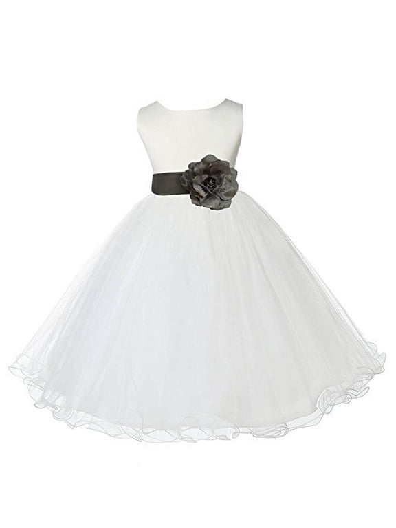 Ivory Tulle Rattail Edge Flower Girl Dresses Pretty Princess Ballroom Father Daughter Dance Gown Christening 829T 8