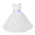 thumbnail image 1 of Ekidsbridal Girl Communion Flower Girl Dress - Satin Ivory Tulle Rattail Edge 829S-A (Size: S-12), 1 of 2