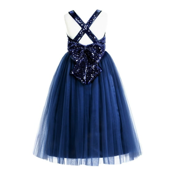 Ekidsbridal Girl Flower Girl Dresses - A-line Sequins Straps with Pre-tied Bow 177-A (Size: 2-12)