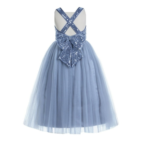 Ekidsbridal Girl Flower Girl Dresses - A-line Sequins Straps with Pre-tied Bow 177-A (Size: 2-12)
