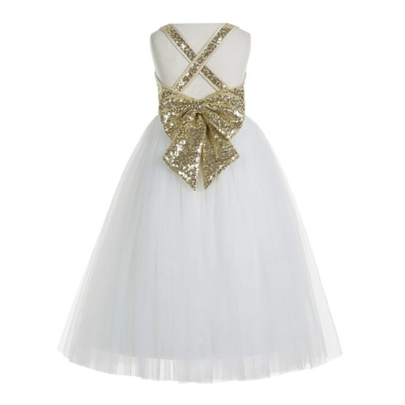 Ekidsbridal Girl Flower Girl Dresses - A-line Sequins Straps with Pre-tied Bow 177-A (Size: 2-12)