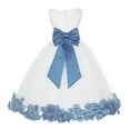 thumbnail image 1 of Ekidsbridal Girl Formal Flower Girl Dress - White Floral Rose Petals Dress with Tiebow 302T-A (Size: S-16), 1 of 3