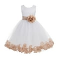 thumbnail image 1 of Ekidsbridal Girl Formal Flower Girl Dress - White Floral Rose Petals Dress with Tiebow 302T-A (Size: S-16), 1 of 2