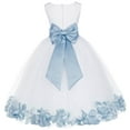thumbnail image 1 of Ekidsbridal White Tulle Rose Petals Flower Girl Dresses Junior Bridesmaid Communion Christening Baptism Father Daughter Dance Recital Gown 302T M, 1 of 3