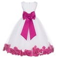 thumbnail image 1 of Ekidsbridal Girl Formal Flower Girl Dress - White Floral Rose Petals Dress with Tiebow 302T-A (Size: S-16), 1 of 3