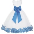 thumbnail image 1 of Ekidsbridal Girl Formal Flower Girl Dress - White Floral Rose Petals Dress with Tiebow 302T-A (Size: S-16), 1 of 3