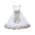 thumbnail image 1 of Ekidsbridal Girl Formal Flower Girl Dress - White Floral Rose Petals Dress with Tiebow 302T-A (Size: S-16), 1 of 3