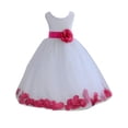 thumbnail image 1 of Ekidsbridal Girl Formal Flower Girl Dress - White Floral Rose Petals Dress with Tiebow 302T-A (Size: S-16), 1 of 2