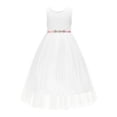 thumbnail image 1 of Ekidsbridal Girl Pageant Flower Girl Dress - Ivory Floral Lace V-Back Tulle with Rhinestone Ribbon 207R4-A (Size: M-10), 1 of 3