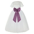 thumbnail image 1 of Ekidsbridal Ivory Floral Lace Vintage Flower Girl Dresses with Colored Sash Pretty Princess Formal Photoshoot Ceremonial Gown LG2T 6, 1 of 3