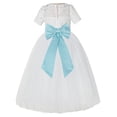 thumbnail image 1 of Ekidsbridal Girl Pageant Flower Girl Dress - Ivory Illusion Lace Short Sleeve LG2T-A (Size: 2-12), 1 of 2
