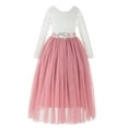 thumbnail image 1 of Ekidsbridal Girl Pageant Flower Girl Dress - Long Sleeves Scalloped Lace A-Line Tulle 290R7-A (Size: M-10), 1 of 3