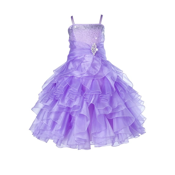 Ekidsbridal Girl Pageant Flower Girl Dress - Rhinestone Ruffled Organza 164-A (Size: 4-16)