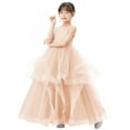 thumbnail image 1 of Ekidsbridal Girl Pageant Flower Girl Dress - Satin Heart Cutout with Ruffled Tulle 329-A (Size: 4-12), 1 of 3