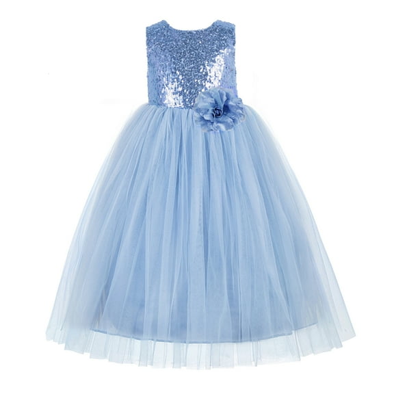 Ekidsbridal Girl Pageant Flower Girl Dress - Sequin Heart Cutout with Flower 271F (Size: 2-12)