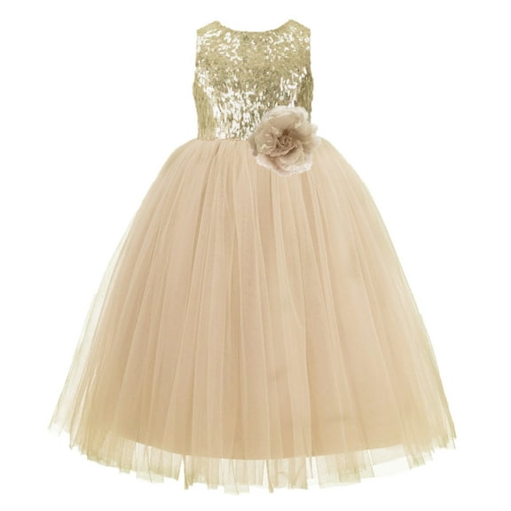 Ekidsbridal Girl Pageant Flower Girl Dress - Sequin Heart Cutout with Flower 271F (Size: 2-12)