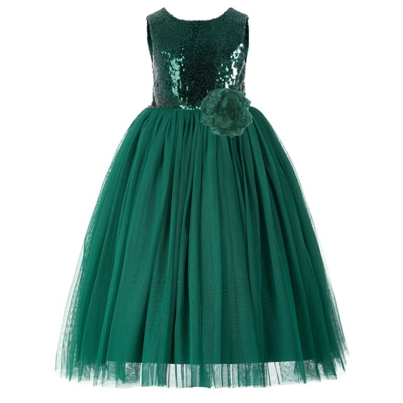 Ekidsbridal Girl Pageant Flower Girl Dress - Sequin Heart Cutout with Flower 271F (Size: 2-12)