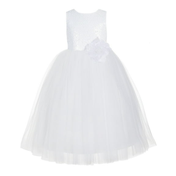 Ekidsbridal Girl Pageant Flower Girl Dress - Sequin Heart Cutout with Flower 271F (Size: 2-12)