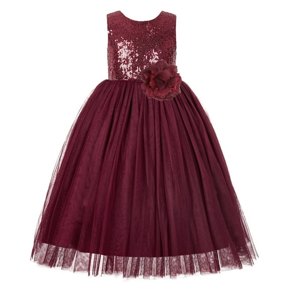 Ekidsbridal Girl Pageant Flower Girl Dress - Sequin Heart Cutout with Flower 271F (Size: 2-12)
