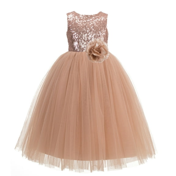 Ekidsbridal Girl Pageant Flower Girl Dress - Sequin Heart Cutout with Flower 271F (Size: 2-12)