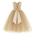 thumbnail image 1 of Ekidsbridal Girl Pageant Flower Girl Dress - V-Back Satin Tulle with Bow Sash 219T-A (Size: M-14), 1 of 3