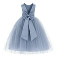thumbnail image 1 of Ekidsbridal Girl Pageant Flower Girl Dress - V-Back Satin Tulle with Bow Sash 219T-A (Size: M-14), 1 of 3