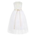 thumbnail image 1 of Ekidsbridal Girl Pageant Flower Girl Dress - White Backless Scalloped Lace with Rhinestone Sash 207R2-A (Size: M-10), 1 of 3