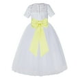 thumbnail image 1 of Ekidsbridal Girl Pageant Flower Girl Dress - White Lace Short Sleeve with Bow Sash LG2T-A (Size: 2-12), 1 of 3