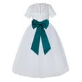thumbnail image 1 of Ekidsbridal Girl Pageant Flower Girl Dress - White Lace Short Sleeve with Bow Sash LG2T-A (Size: 2-12), 1 of 3