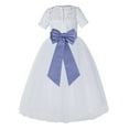 thumbnail image 1 of Ekidsbridal Girl Pageant Flower Girl Dress - White Lace Short Sleeve with Bow Sash LG2T-A (Size: 2-12), 1 of 3