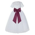 thumbnail image 1 of Ekidsbridal Girl Pageant Flower Girl Dress - White Lace Short Sleeve with Bow Sash LG2T-A (Size: 2-12), 1 of 3