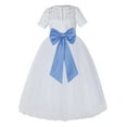 thumbnail image 1 of Ekidsbridal Girl Pageant Flower Girl Dress - White Lace Short Sleeve with Bow Sash LG2T-A (Size: 2-12), 1 of 3