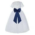 thumbnail image 1 of Ekidsbridal Girl Pageant Flower Girl Dress - White Lace Short Sleeve with Bow Sash LG2T-A (Size: 2-12), 1 of 3