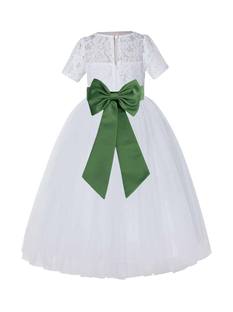 green emerald velvet dress Olive Green Children's White Dress Details Wedding, Graduation and Christening 5 US Numeric
