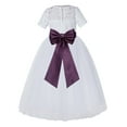 thumbnail image 1 of Ekidsbridal Girl Pageant Flower Girl Dress - White Lace Short Sleeve with Bow Sash LG2T-A (Size: 2-12), 1 of 3