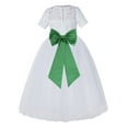 thumbnail image 1 of Ekidsbridal Girl Pageant Flower Girl Dress - White Lace Short Sleeve with Bow Sash LG2T-A (Size: 2-12), 1 of 3