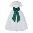 thumbnail image 1 of Ekidsbridal Girl Pageant Flower Girl Dress - White Lace Short Sleeve with Bow Sash LG2T-A (Size: 2-12), 1 of 3