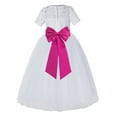 thumbnail image 1 of Ekidsbridal Girl Pageant Flower Girl Dress - White Lace Short Sleeve with Bow Sash LG2T-A (Size: 2-12), 1 of 3