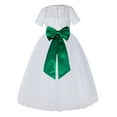 thumbnail image 1 of Ekidsbridal Girl Pageant Flower Girl Dress - White Lace Short Sleeve with Bow Sash LG2T-A (Size: 2-12), 1 of 2