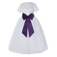 thumbnail image 1 of Ekidsbridal Girl Pageant Flower Girl Dress - White Lace Short Sleeve with Bow Sash LG2T-A (Size: 2-12), 1 of 3