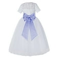 thumbnail image 1 of Ekidsbridal Girl Pageant Flower Girl Dress - White Lace Short Sleeve with Bow Sash LG2T-A (Size: 2-12), 1 of 3