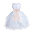 thumbnail image 1 of Ekidsbridal Girl Pageant Flower Girl Dress - White Tiered Organza with Bow Sash 4613T-A (Size: S-12), 1 of 3